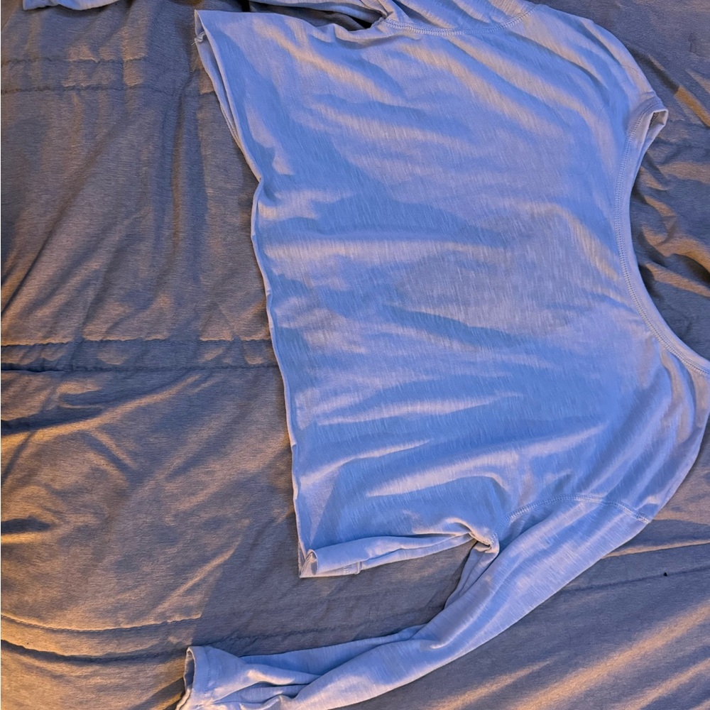 Chic Light Blue Women's Crop Top Open Back Crossover